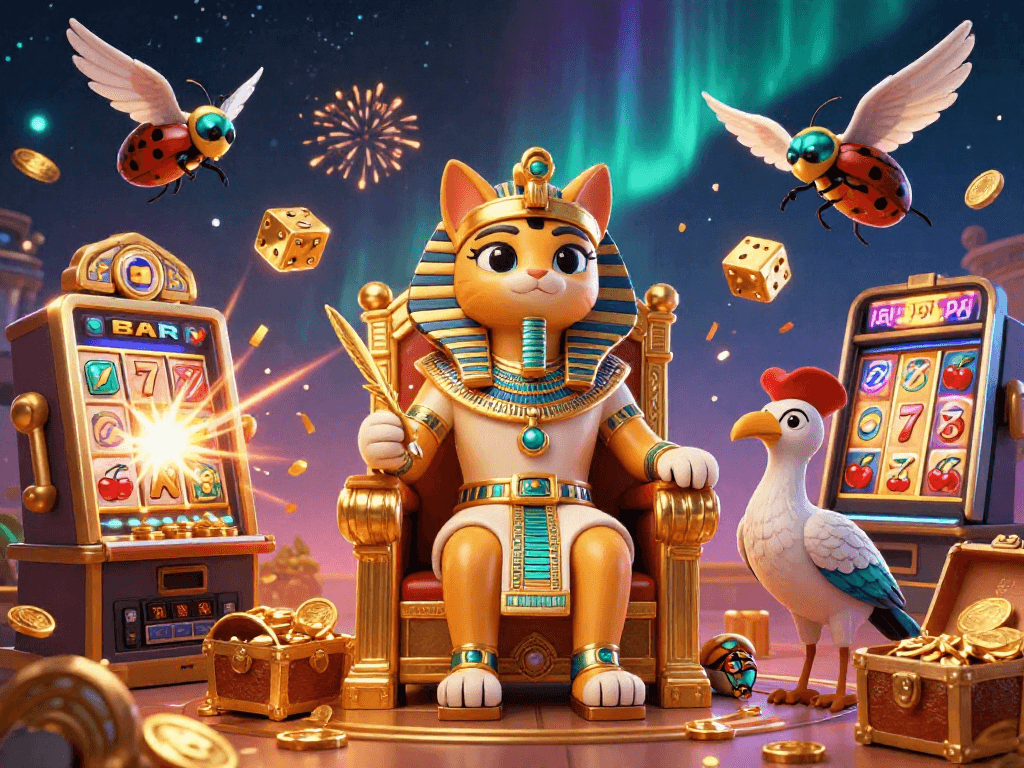 Spin to win with Oxbet in this vibrant 3D casino scene featuring joyous characters and rich slot elements.