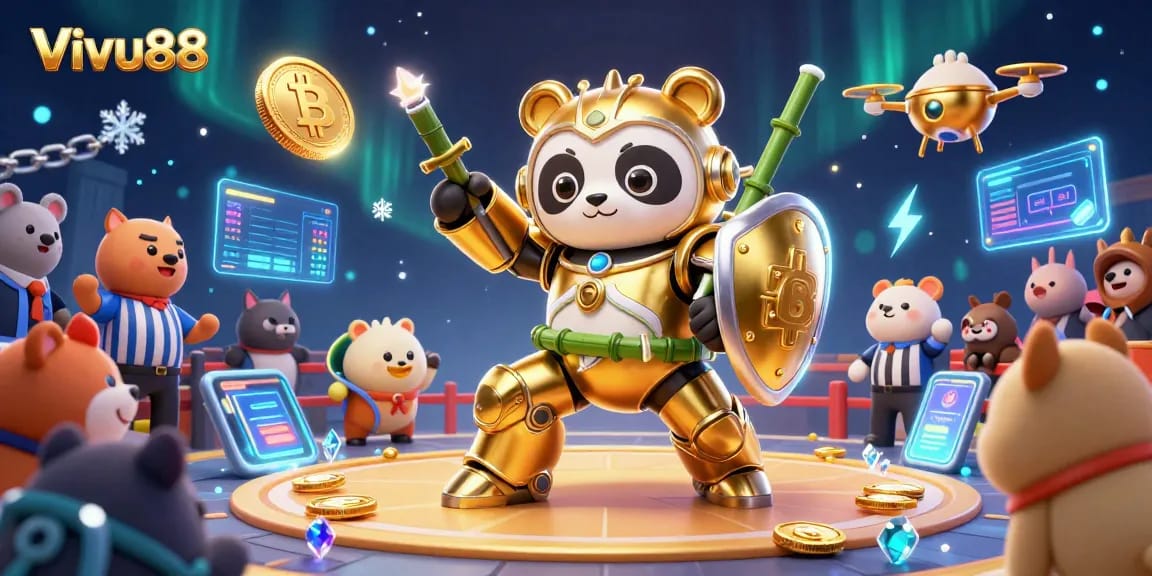 Experience the thrill of cockfighting at Vivu88 with a vibrant arena scene featuring exciting gambling elements.