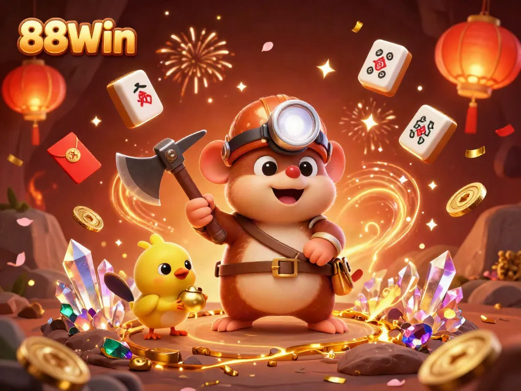 88Win brings excitement with a vibrant treasure scene showcasing a treasure hunter and glowing gems.