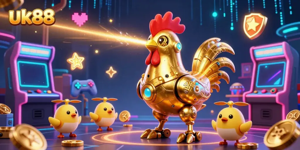Experience engaging gaming action with the stunning uk88 golden rooster robot and vibrant casino themes.