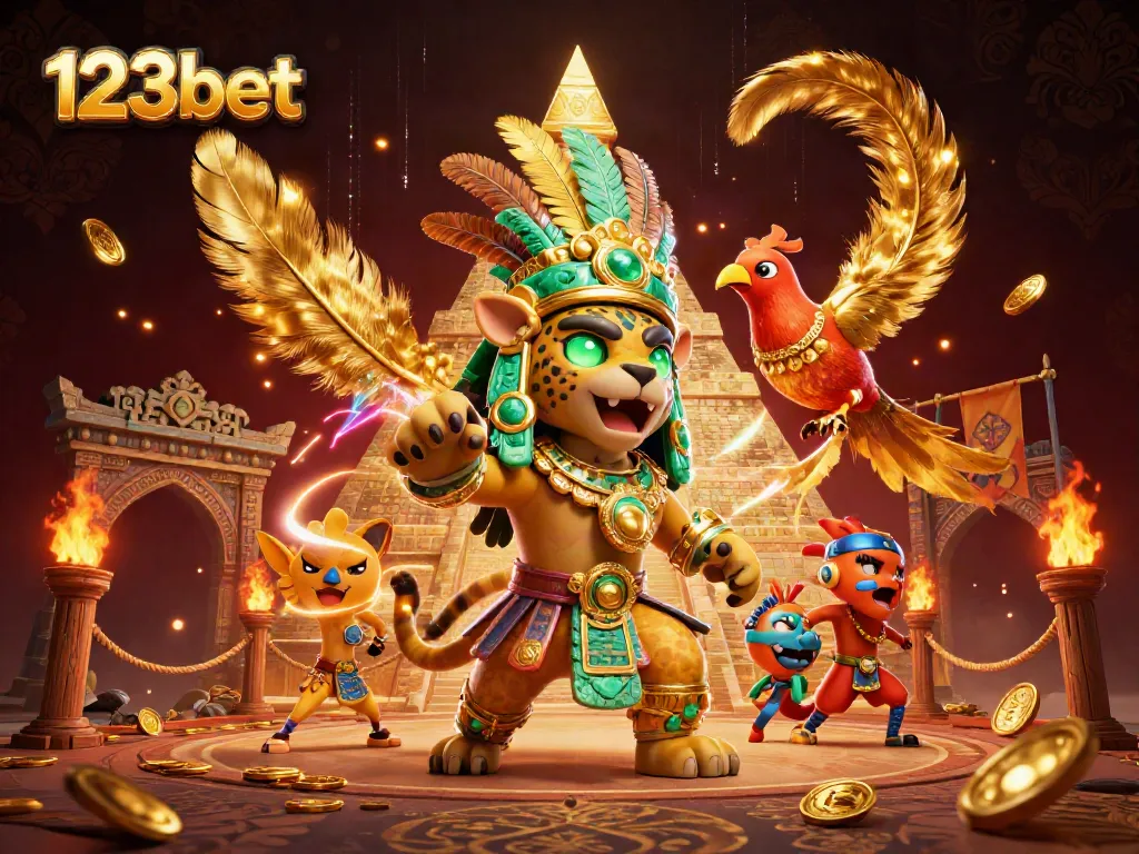 Experience thrilling gameplay at 123bet with a dynamic casino scene featuring spectacular characters and betting elements.