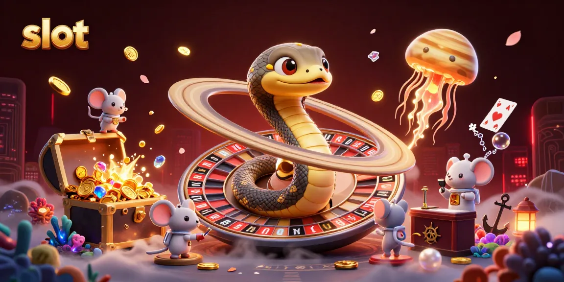Spin the slot reels with vibrant visuals of a casino adventure featuring a cosmic dealer.