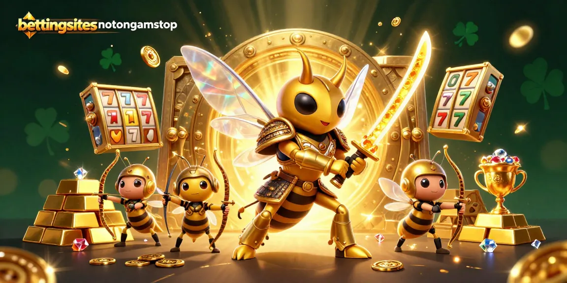 Engage with bettingsitesnotongamstop in an exciting 3D slot scene featuring vibrant golden elements.