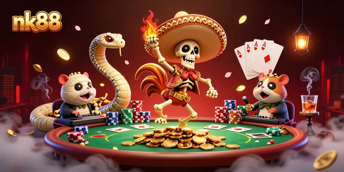 Experience thrilling poker moments with nk88, featuring vibrant characters and energetic gameplay dynamics.